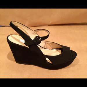 LK Bennett Black Suede Wedge Heel Size38